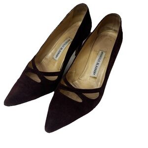 Manolo Blahnik Plum Suede Heels